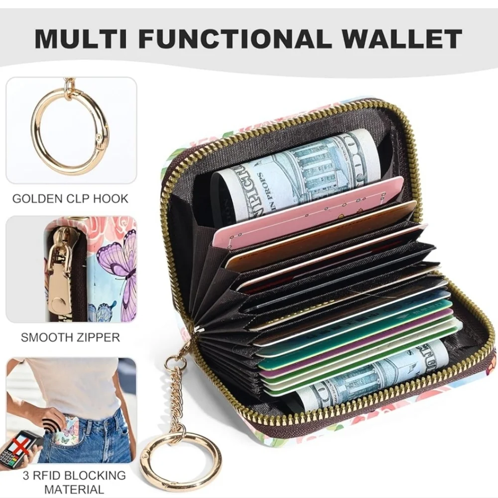 Butterfly and Floral Print Wallet
